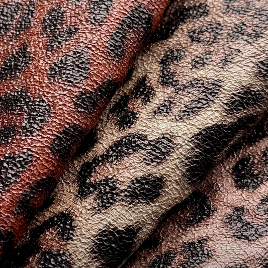 0.9mm 3D Embossed Leopard Print PU Synthetic Leather Canvas Backing for Shoes Bags Fashion Accessories