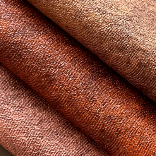 Distressed Two‑Tone Grained Crackle PU Faux Leather 0.9mm Canvas Back for Vintage Bags Footwear Upholstery Fabric