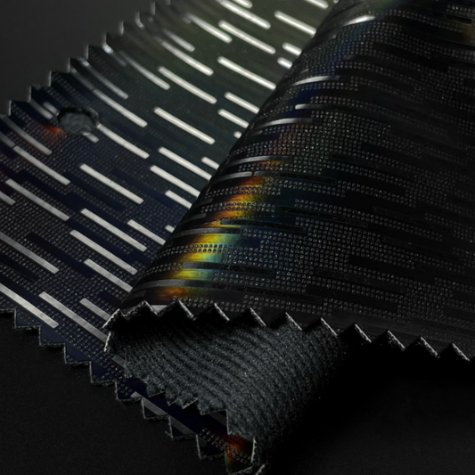 Holographic Laser Pattern Synthetic Leather, Black Iridescent for Bags, Shoes & Gift Decoration