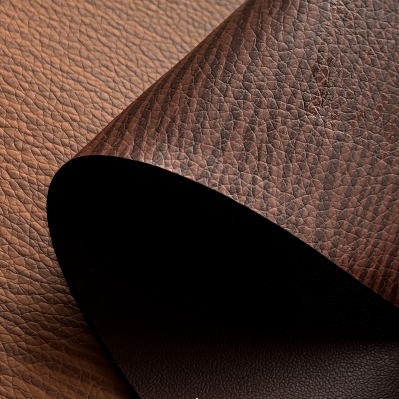 2.5mm Thick Reversible Artificial Leather Wood Litchi Texture Waterproof PU Synthetic Leather For Luggage Gift Notebook Cover
