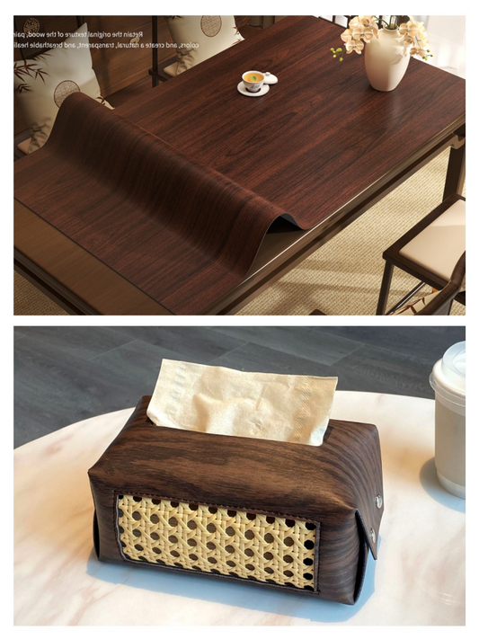2.5mm Thick Reversible Artificial Leather Wood Litchi Texture Waterproof PU Synthetic Leather For Luggage Gift Notebook Cover
