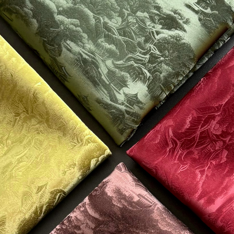 Oriental Ink Wash Printed PU Leather for Crafts & Interiors
