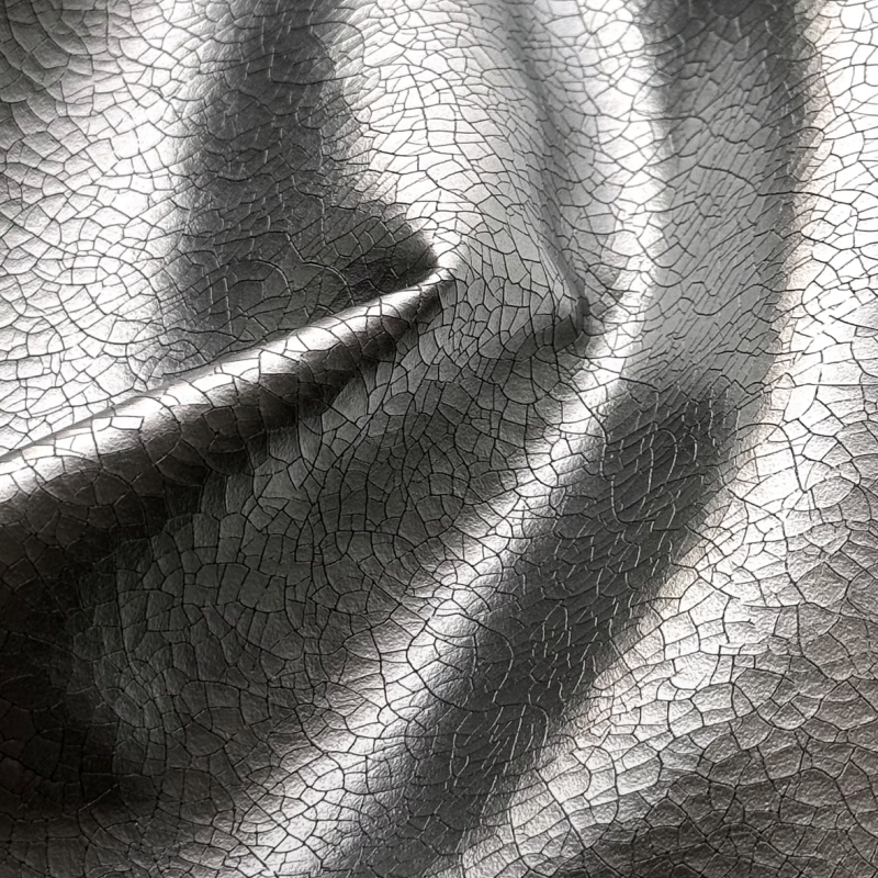 Metallic Cracked Microfiber Leather for Y2K Bags Belts Footwear
