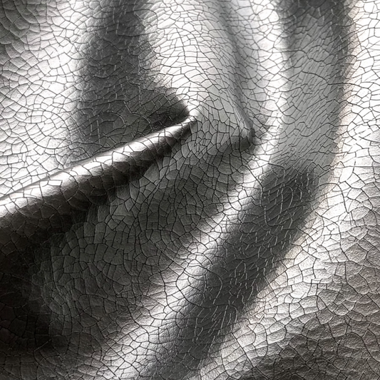 Metallic Cracked Microfiber Leather for Y2K Bags Belts Footwear