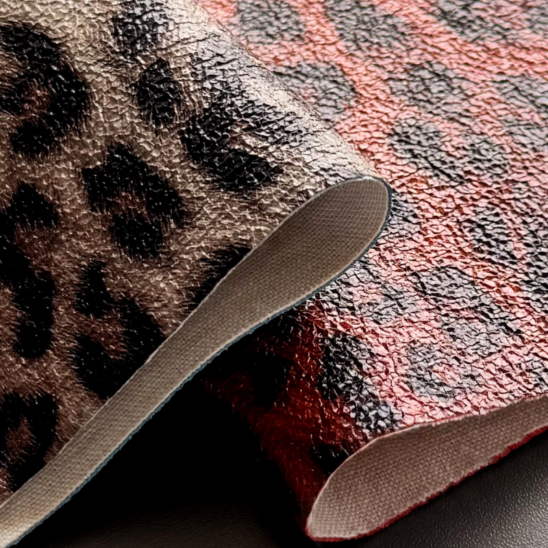 0.9mm 3D Embossed Leopard Print PU Synthetic Leather Canvas Backing for Shoes Bags Fashion Accessories