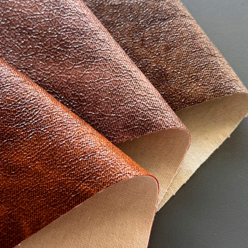 Distressed Two‑Tone Grained Crackle PU Faux Leather 0.9mm Canvas Back for Vintage Bags Footwear Upholstery Fabric
