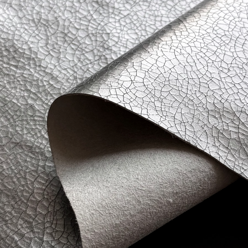 Metallic Cracked Microfiber Leather for Y2K Bags Belts Footwear