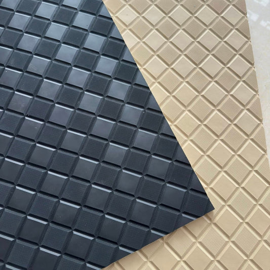 Quilted PVC/PU Leather Roll – Diamond Embossed Auto Floor Mat Fabric with Sponge Backing