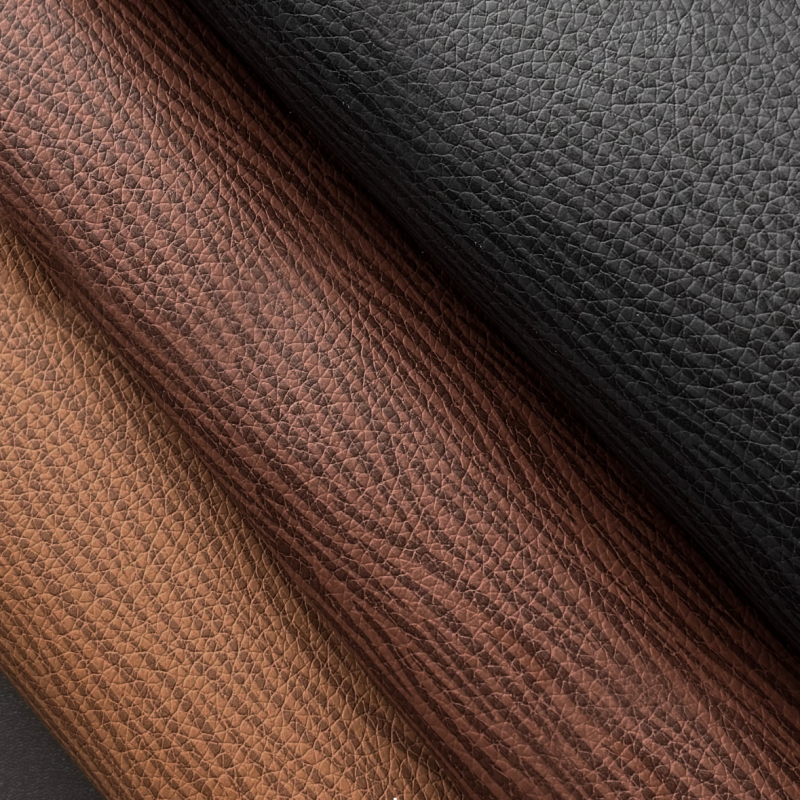 2.5mm Thick Reversible Artificial Leather Wood Litchi Texture Waterproof PU Synthetic Leather For Luggage Gift Notebook Cover