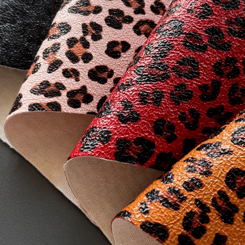 Textured Cracked Leopard Faux PU Leather 1.35m Width For Shoe Upper Apparel Y2K Vintage Upholstery Material