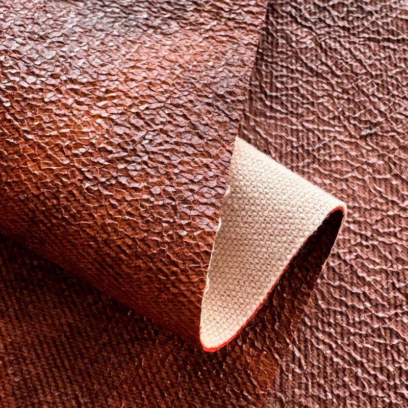 Distressed Two‑Tone Grained Crackle PU Faux Leather 0.9mm Canvas Back for Vintage Bags Footwear Upholstery Fabric