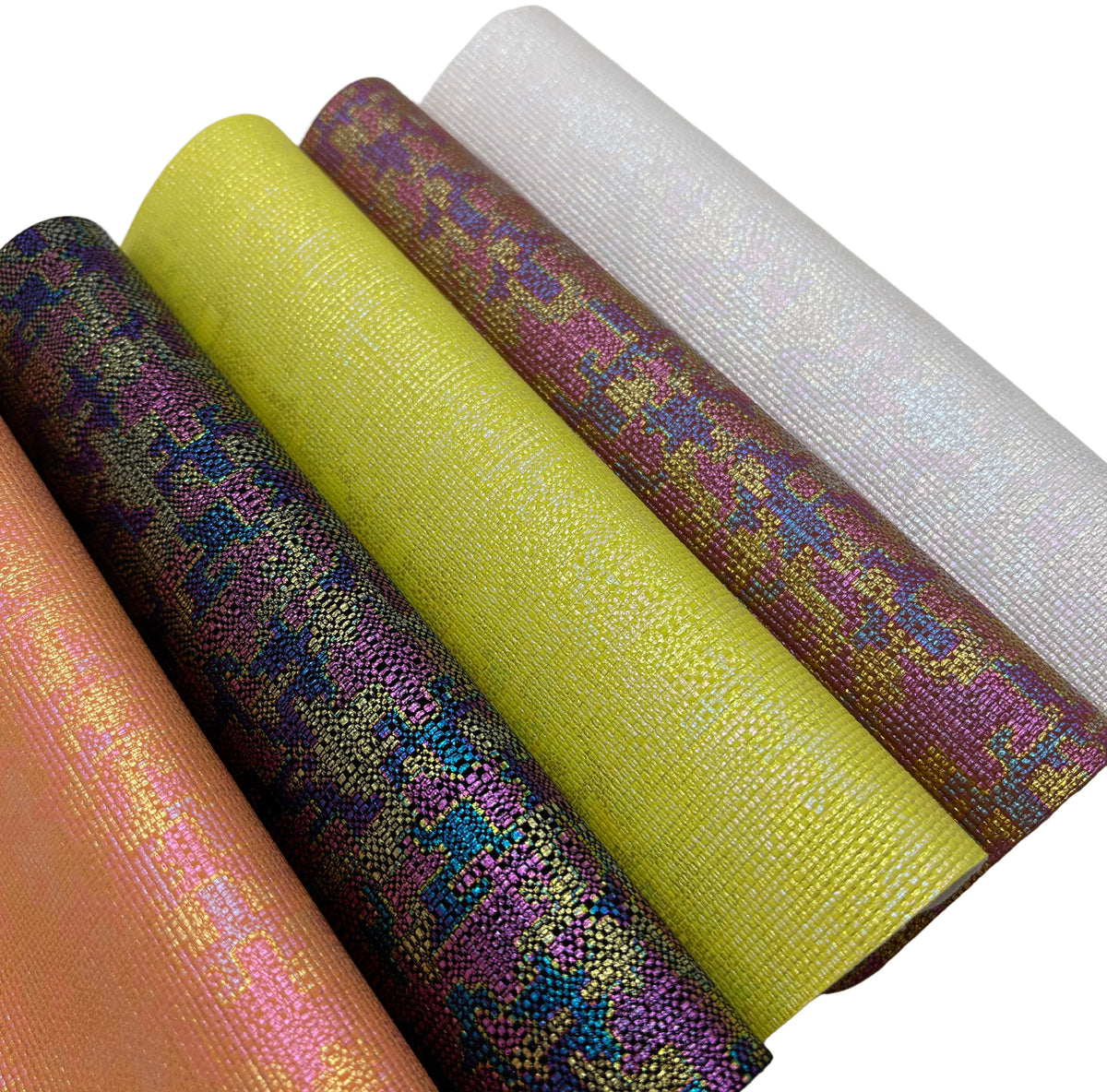 Glitter Metallic PU Leather – Woven Texture for Footwear & Bags