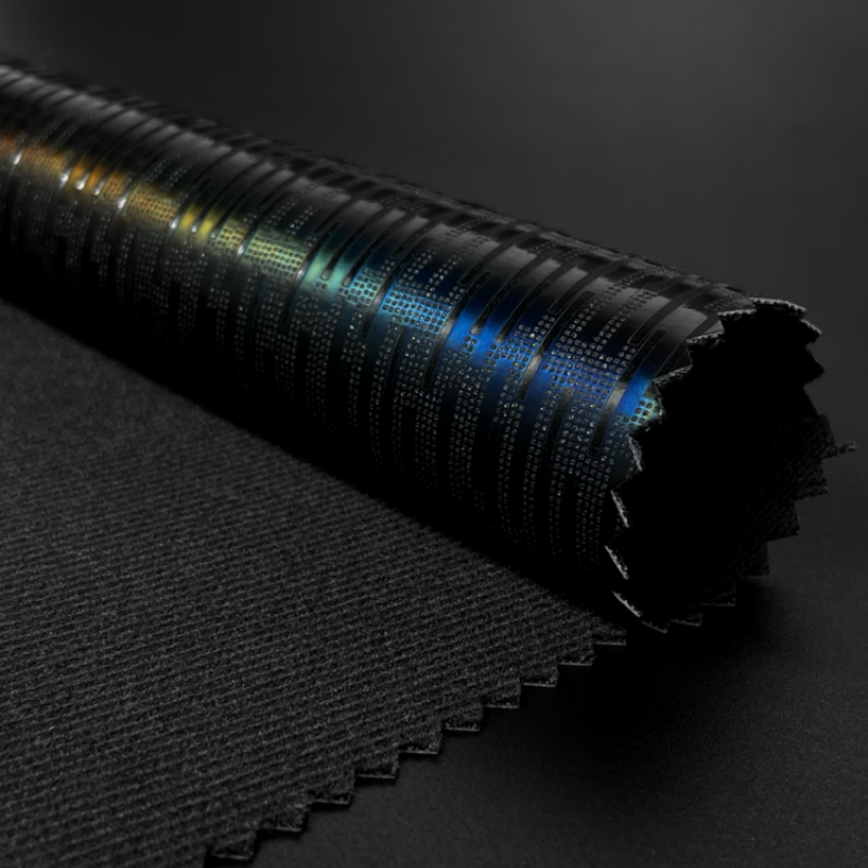 Holographic Laser Pattern Synthetic Leather, Black Iridescent for Bags, Shoes & Gift Decoration