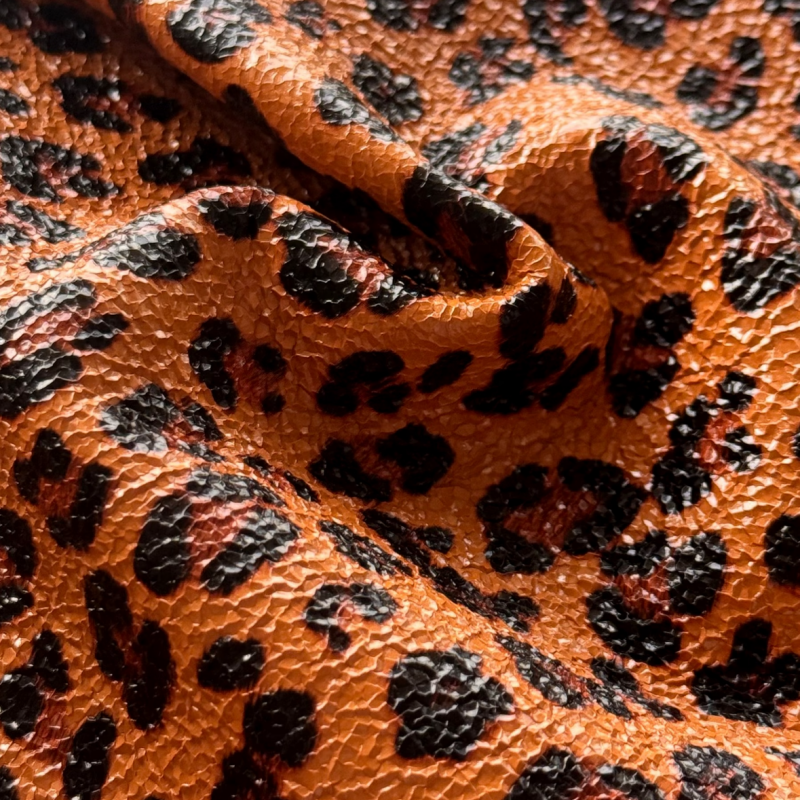 Textured Cracked Leopard Faux PU Leather 1.35m Width For Shoe Upper Apparel Y2K Vintage Upholstery Material