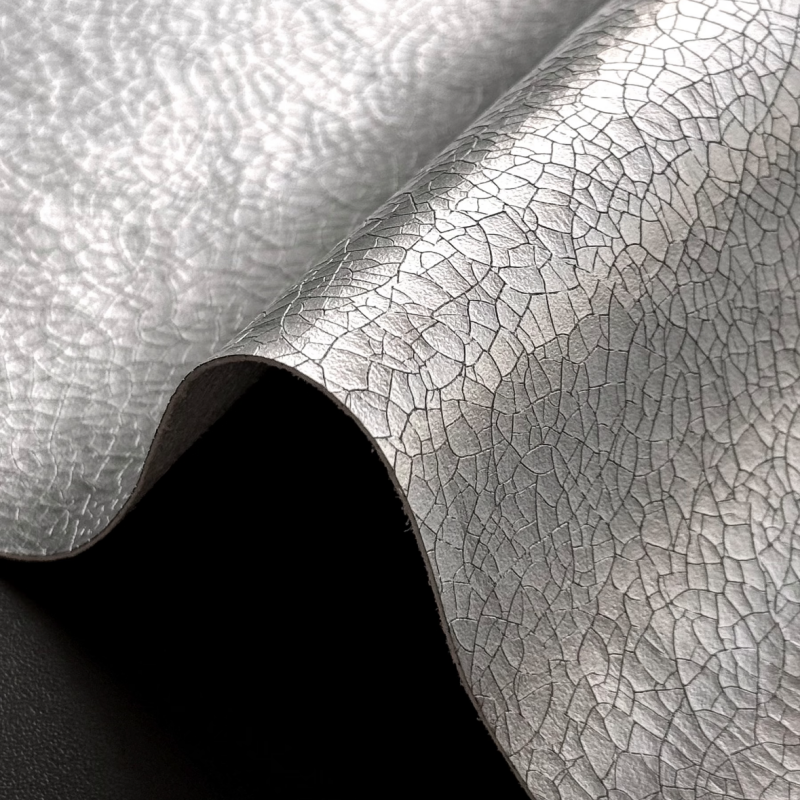 Metallic Cracked Microfiber Leather for Y2K Bags Belts Footwear