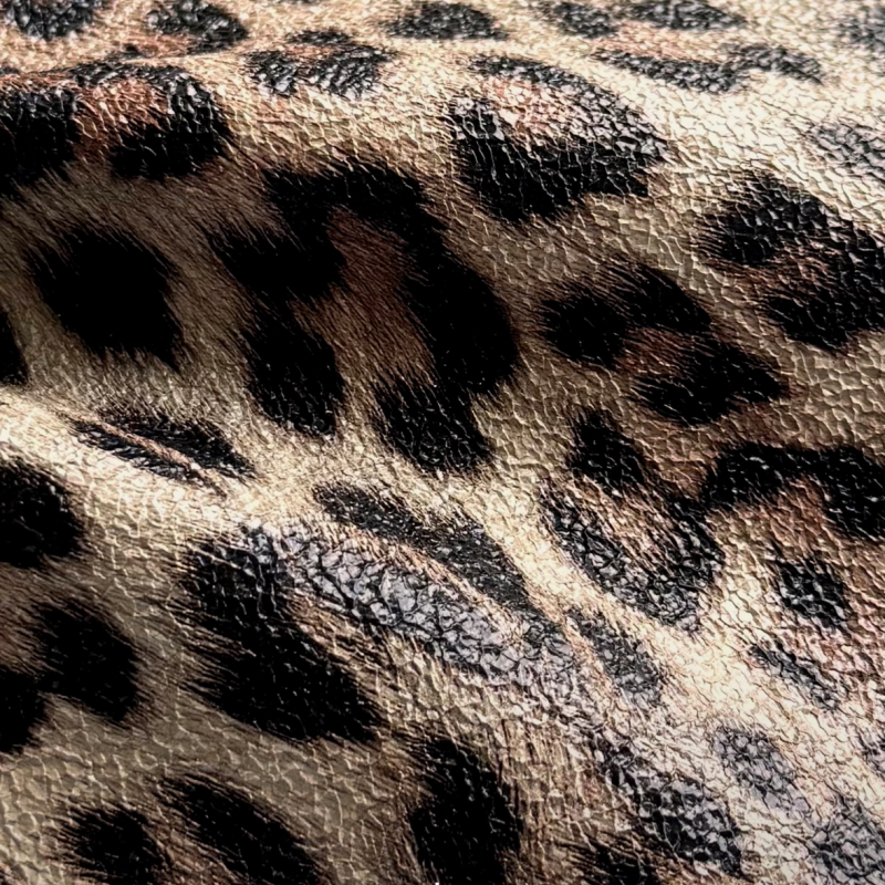 0.9mm 3D Embossed Leopard Print PU Synthetic Leather Canvas Backing for Shoes Bags Fashion Accessories