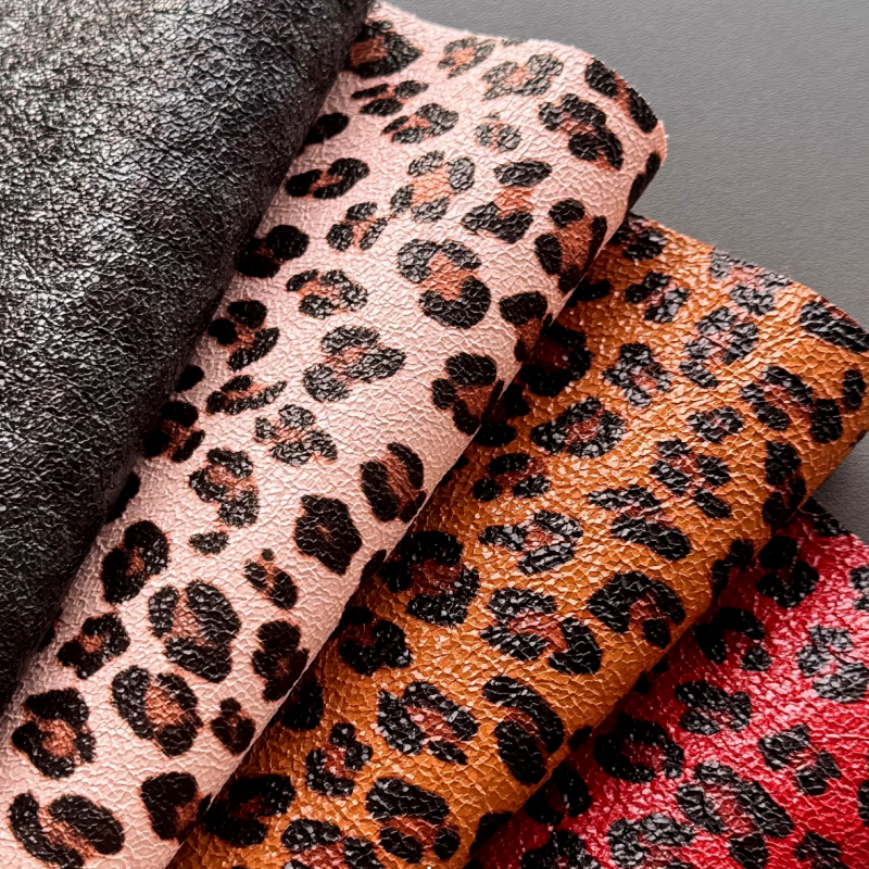 Textured Cracked Leopard Faux PU Leather 1.35m Width For Shoe Upper Apparel Y2K Vintage Upholstery Material