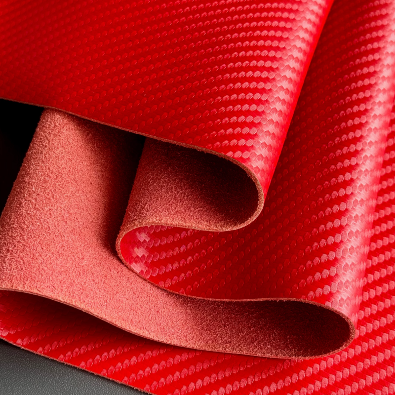 Da microfiber vân sợi carbon 1.2mm dùng cho bọc khâu tay vô lăng và nội thất ô tô