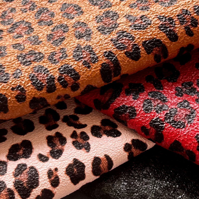 Textured Cracked Leopard Faux PU Leather 1.35m Width For Shoe Upper Apparel Y2K Vintage Upholstery Material