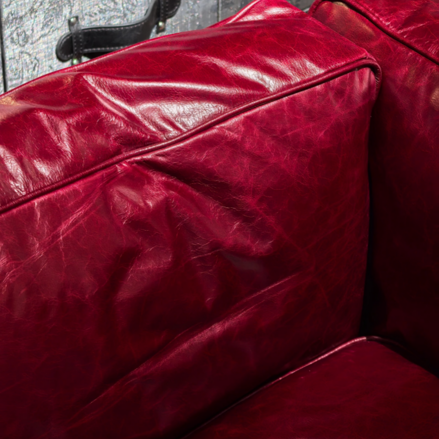 Vintage Waxed Crackle PU Leather – Anchora Red Retro Upholstery Fabric