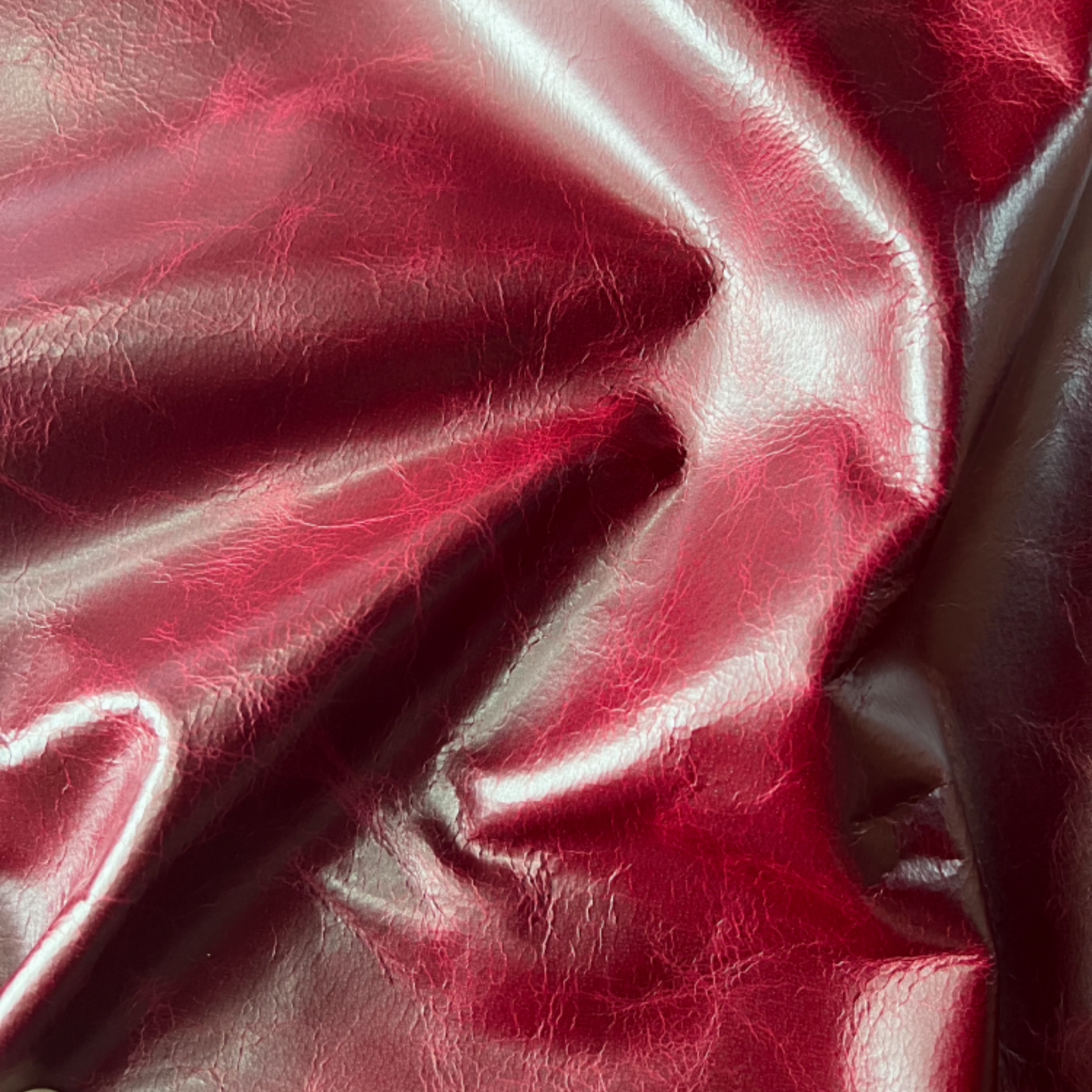 Vintage Waxed Crackle PU Leather – Anchora Red Retro Upholstery Fabric