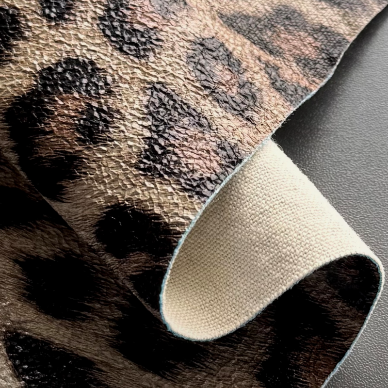 0.9mm 3D Embossed Leopard Print PU Synthetic Leather Canvas Backing for Shoes Bags Fashion Accessories